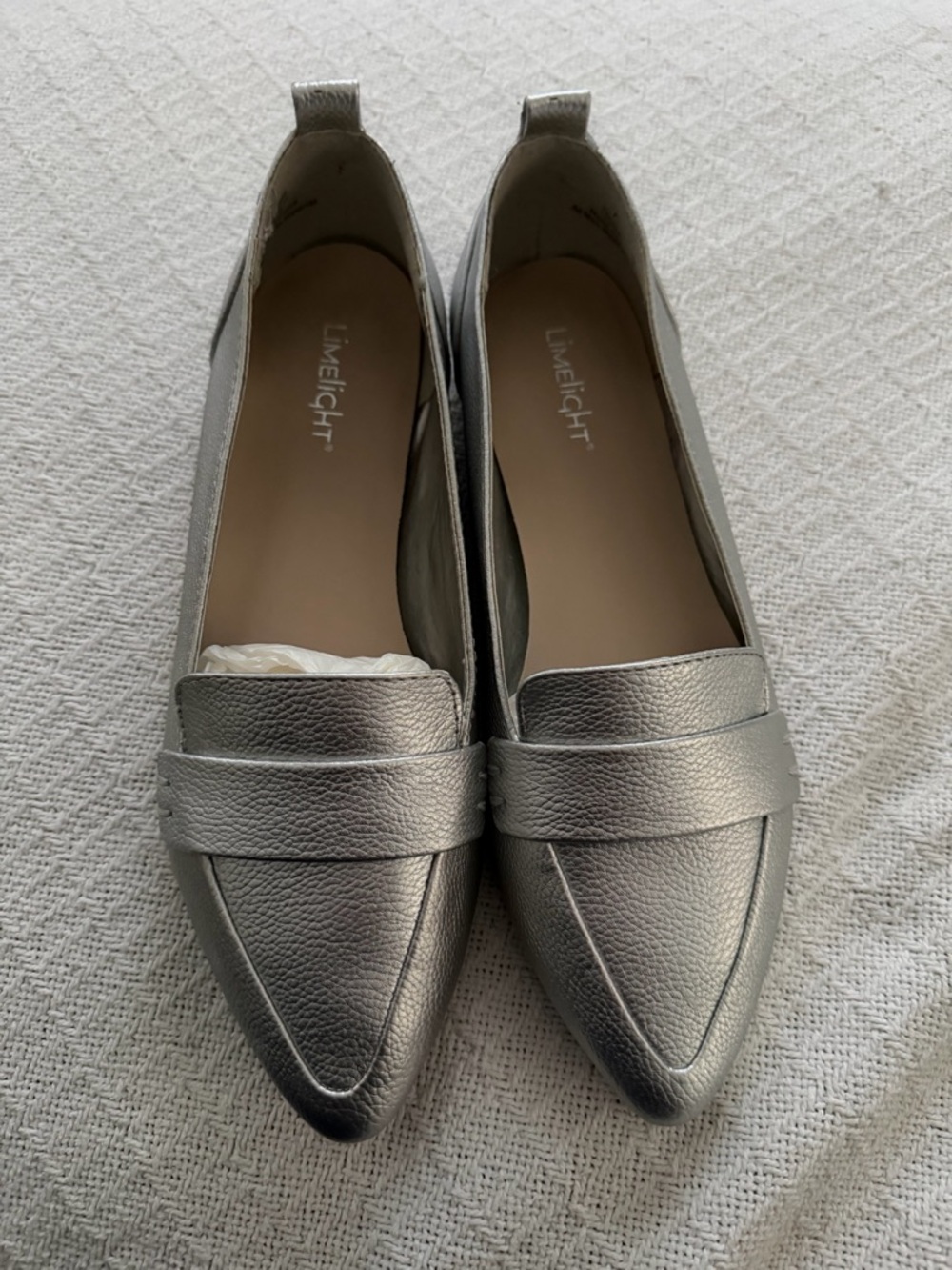 Limelight Silver Pointed-Toe Loafers for Women